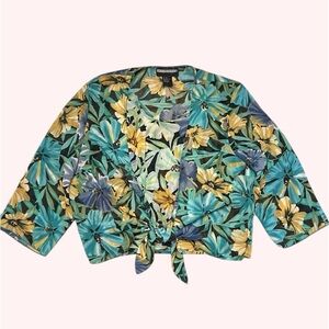 🍪 Requirements Woman Tropical Tie-Front 2-fer Blouse 1X